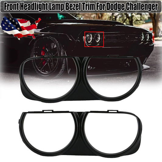 2-Piece Headlight Bezel Cover for Dodge for Challenger 2015-2019 L+R