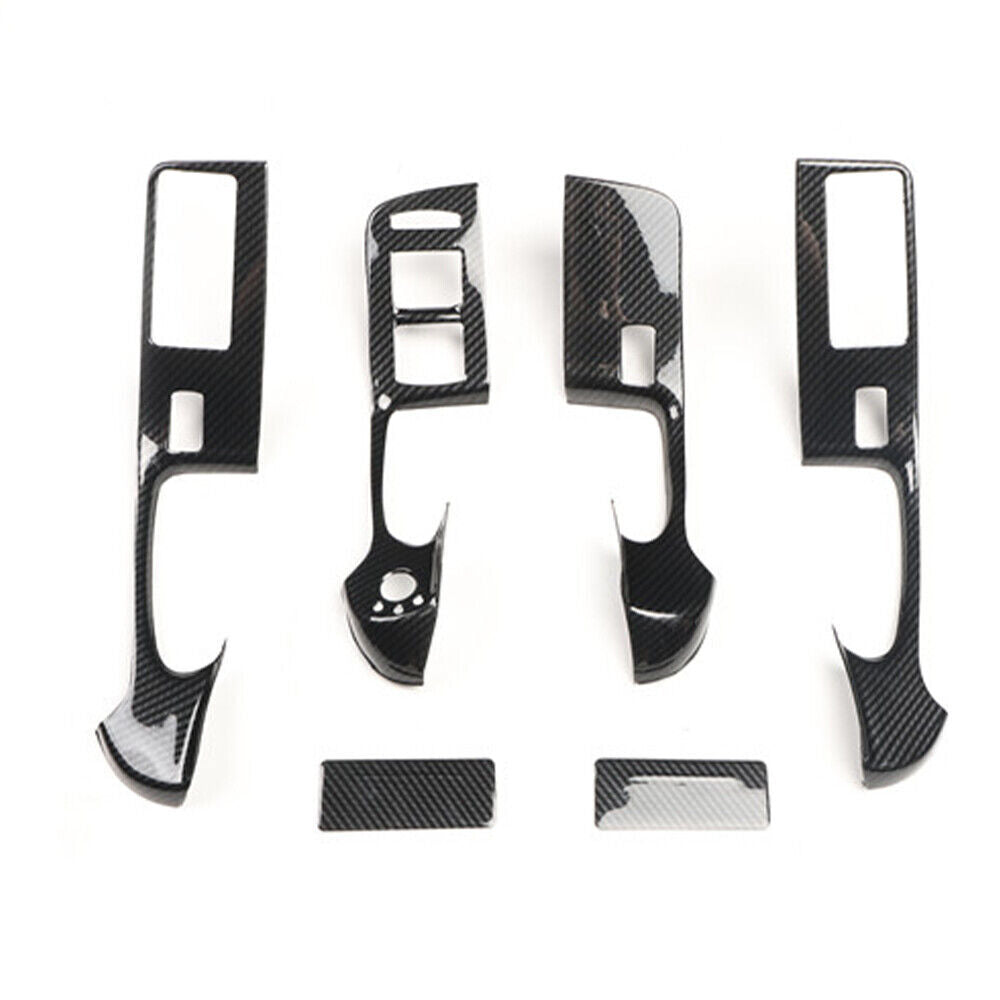 Glass Window Lifting Lock Panel Trim 6PCS Fit for Audi A6L 05-2011 Carbon Fiber