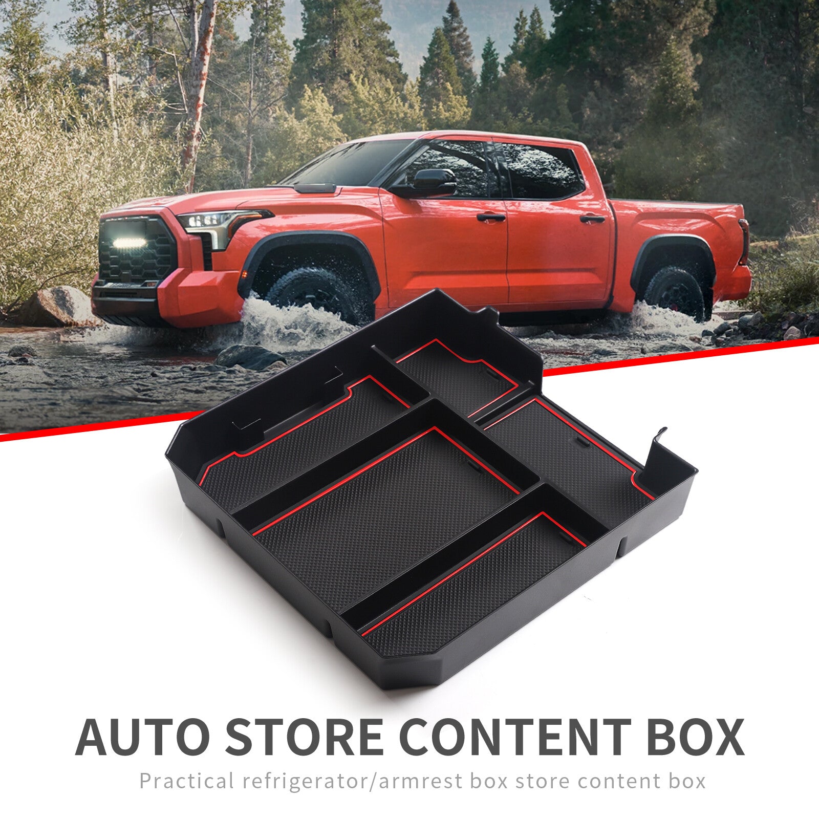 Central Armrest Storage Box for Toyota Tundra 2022 Console Accessories Tidying