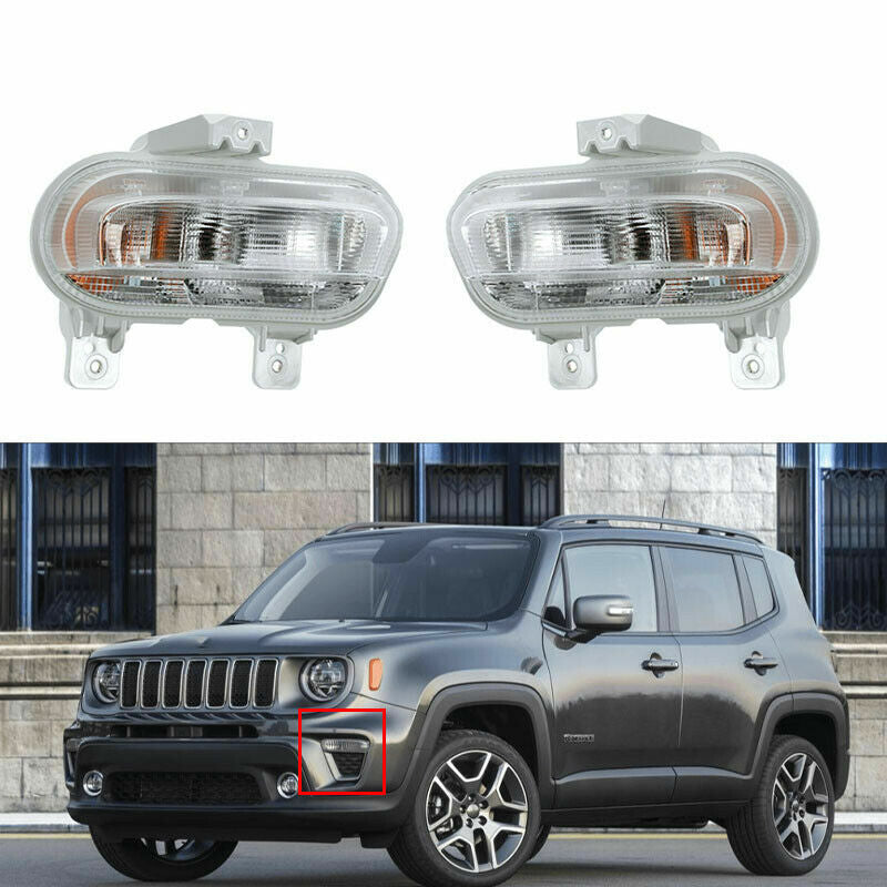 Front DRL Parking Turn Signal Fog Light Pair For 2019-2021 for Jeep Renegade