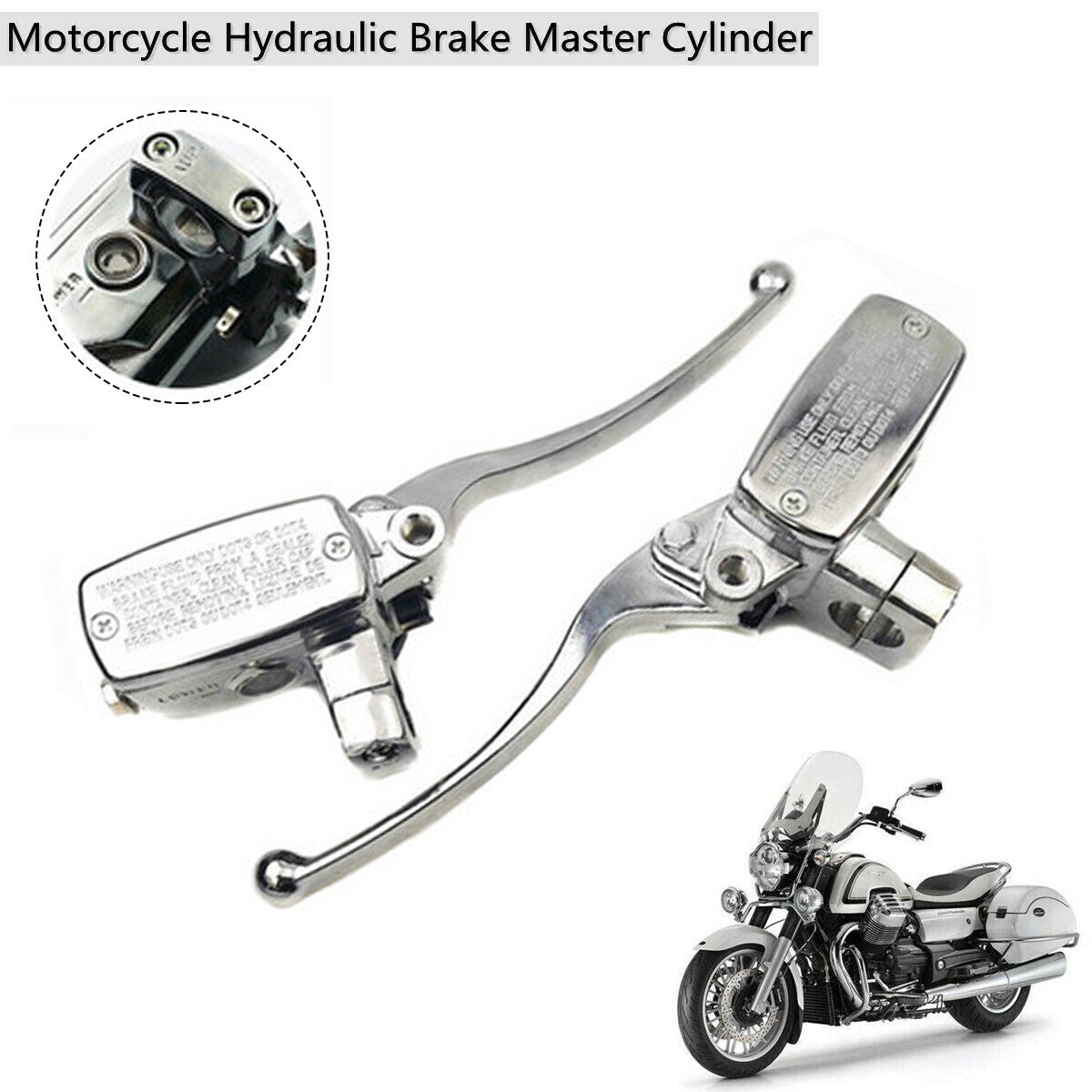 Motorcycle 1-inch handlebar hydraulic brake master cylinder and clutch lever chrome alloy