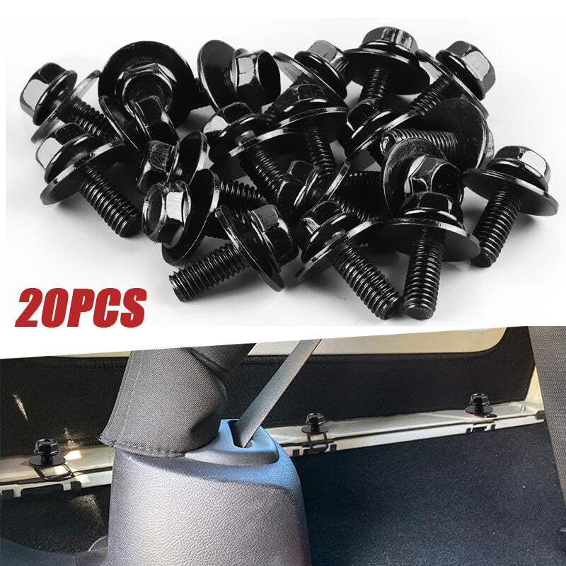 20x Car Body Bolt Screws Fastener Fender M6-1.0x 16mm Long-10mm Hex-17mm Washer