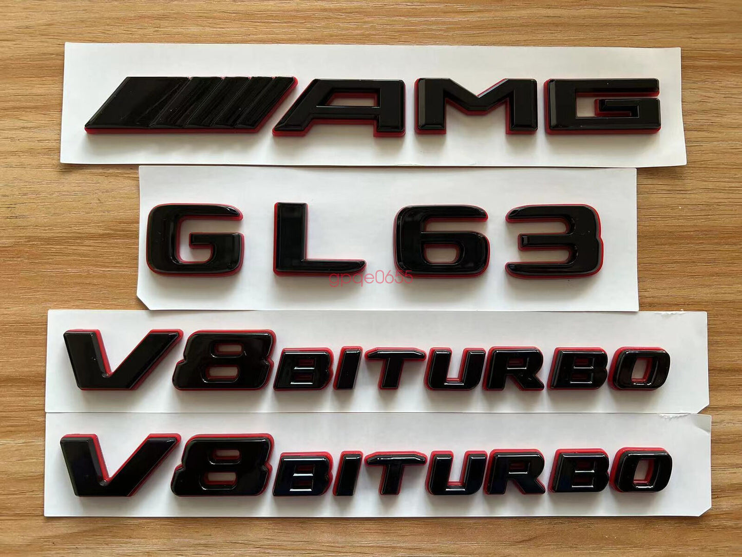 1SET Black RED GL63 AMG V8 BITURBO Emblem Badge Sticker Set For GL63