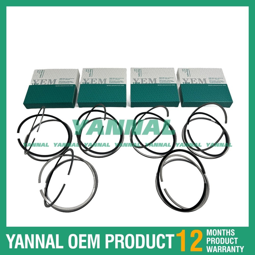 6 new 3306 Piston Ring Kits, STD 120.65 mm, for Caterpillar Excavator Engines
