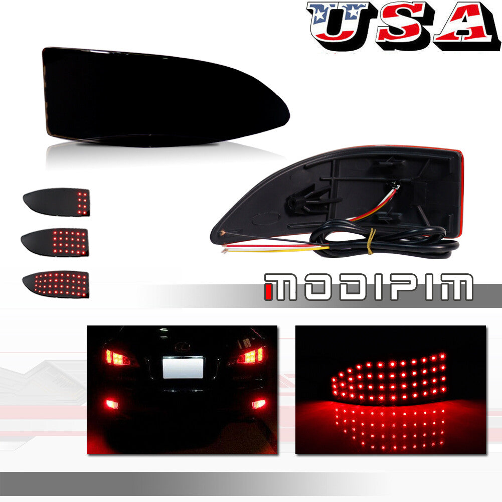 Smoked Lens LED Bumper Reflector Rear Light Kit for 2006-2013 for Lexus IS250 IS350