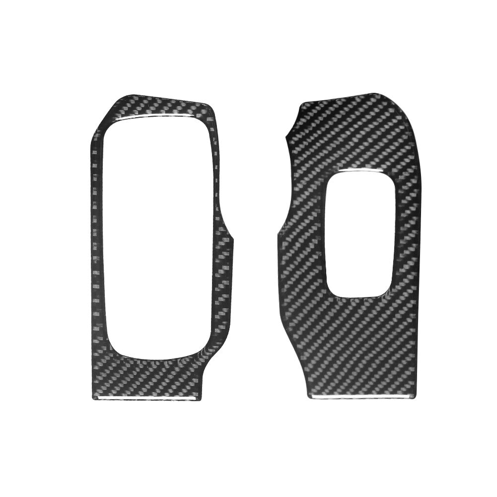 2Pcs Carbon Fiber Inner Rear Window Control Cover Trim for Ford Fiesta 2011-2015