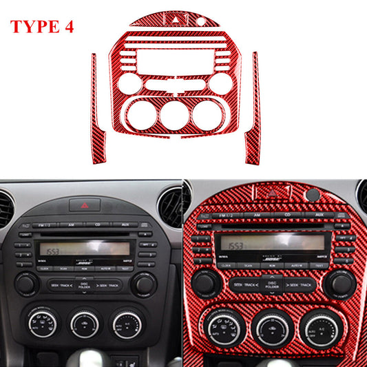 Red for Mazda MX-5 Miata 09-15 Carbon Fiber Interior Central Console Cover Trim