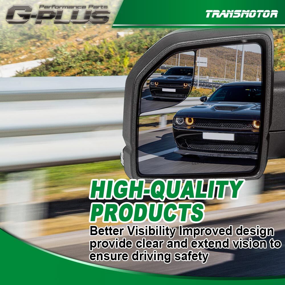 Fits 15-20 for Ford F-150 pickup view manual mirrored glass with Spotter LH and right-hand drive