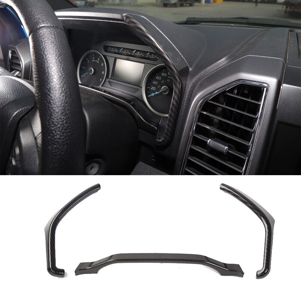 Carbon Fiber ABS Inner Dashboard Panel Decorative Trim Fit for Ford F150 2015-20