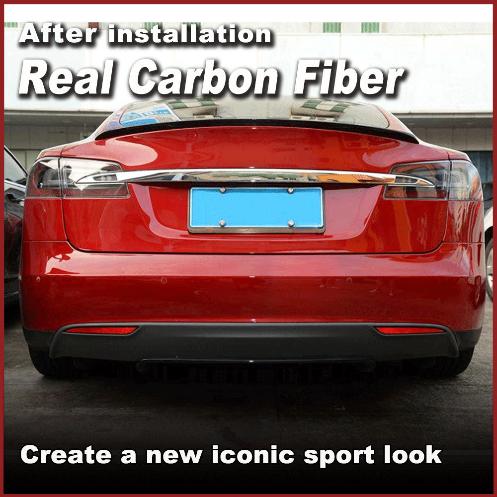 Fit for Tesla for Model S 2012-2019 REAL Carbon Rear Trunk Spoiler Tail Wing Lip