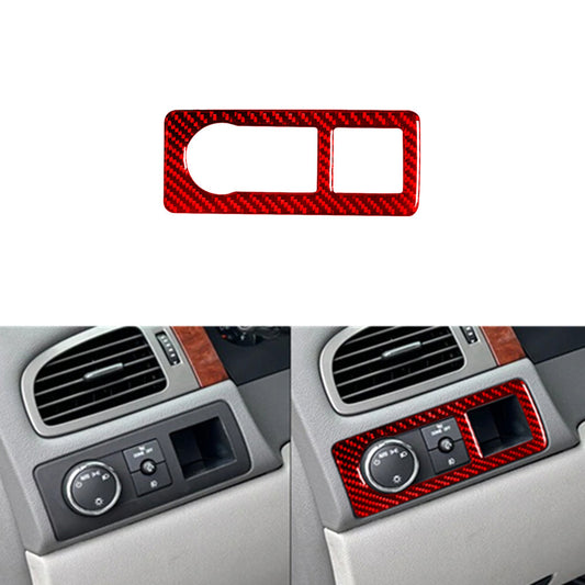 Red Carbon Fiber Headlight Control Trim For Silverado/tahoe/ for sierra 07-14 Type B