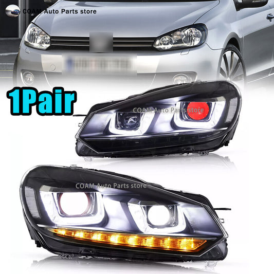 LED projector headlights for 2010-2014 for Volkswagen for Golf MK6 with Devil Eye headlights.