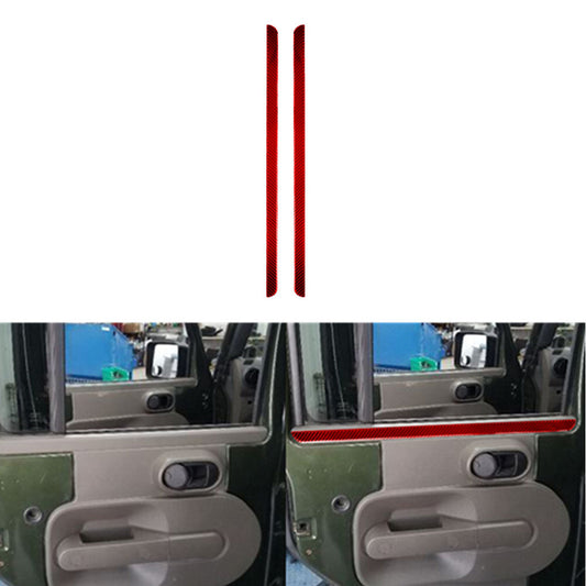 2X Red Carbon Fiber Rear Door Panel Decorative Strip for Jeep for Wrangler 2007-2010