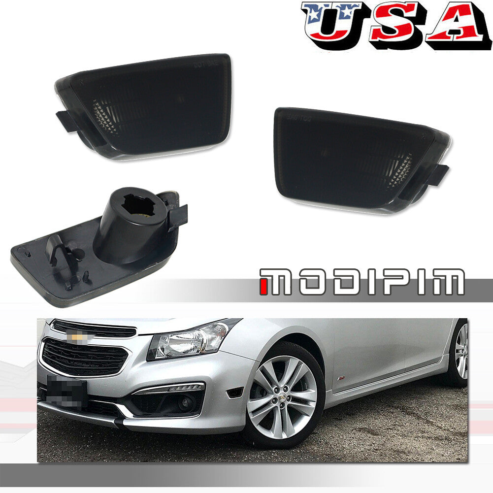 2-Pack Smoked Lens Front Marker Light Housings for 2011-2015 for Chevrolet for Cruze