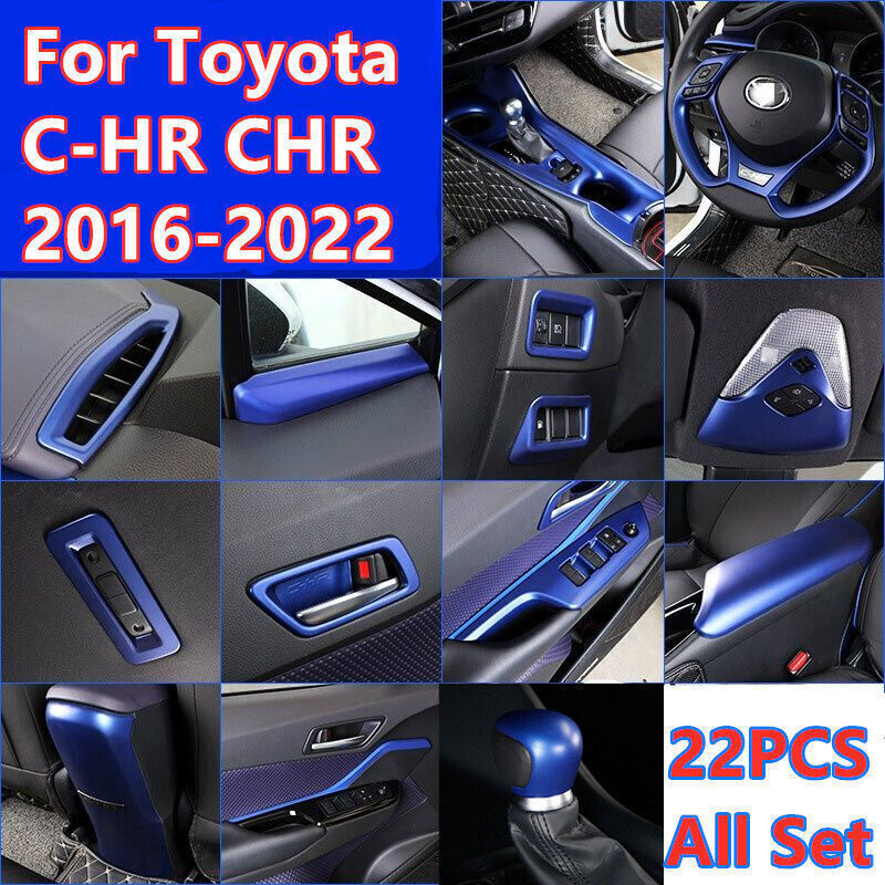 22X Blue Interior Decor Cover Trim Accessories Kit for Toyota C-HR CHR 2018-2022