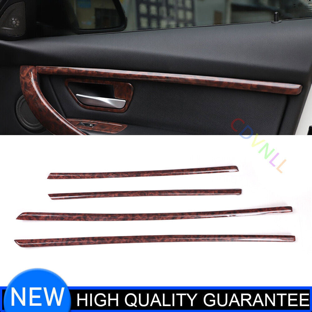 Fit for BMW 3 Series 2013-2019 Wood Grain Inner Door Strip Panel Cover Trim 4P