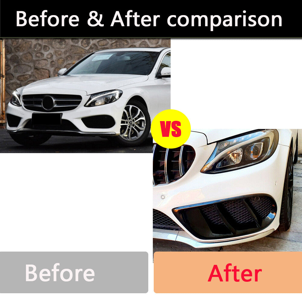 for Benz W205 C250 C300 Sport C43 Front Bumper Fog Light Grill Air Vent Frame