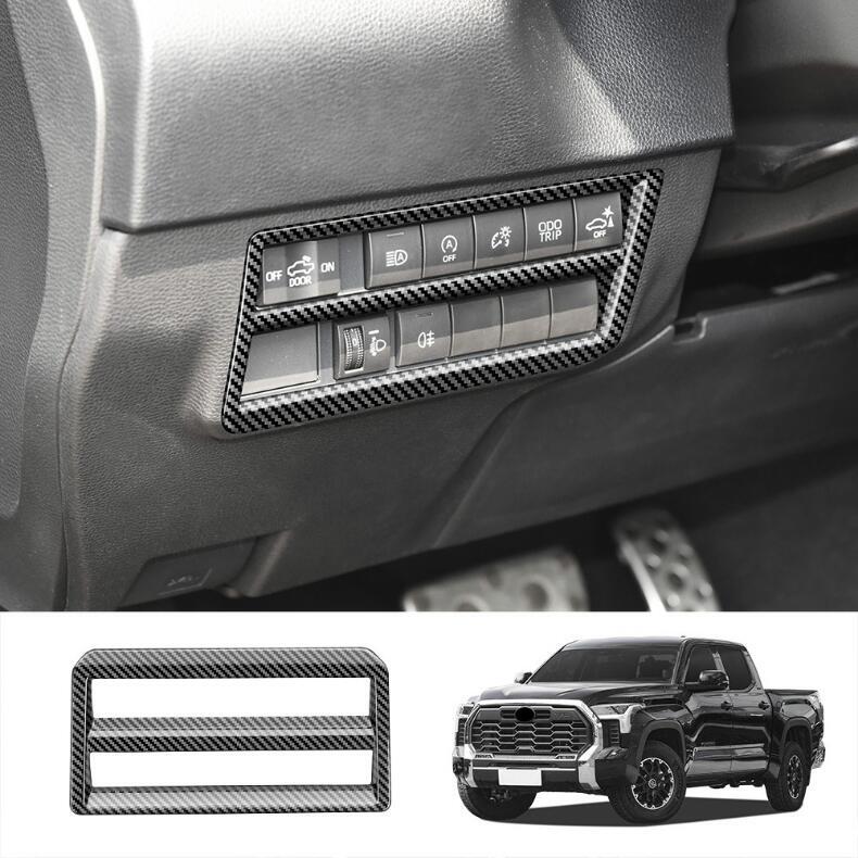 Suitable for Toyota Tundra 2022 - 2024 Carbon Fiber Headlight Switch Frame Trim (1 Piece)