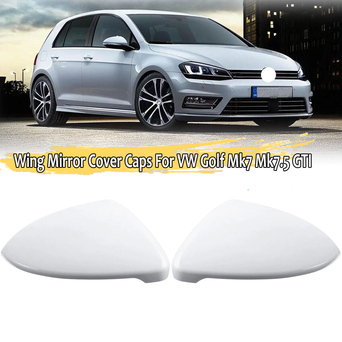 2x Wing Door Mirror Cover Caps Casing White for VW for Golf Mk7 Mk7.5 GTI 2013-2018