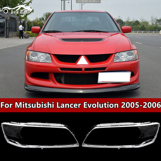 A Pair Front Headlight Lens Housing+Glue,for Mitsubishi Lancer Evo 9TH 2003-2006