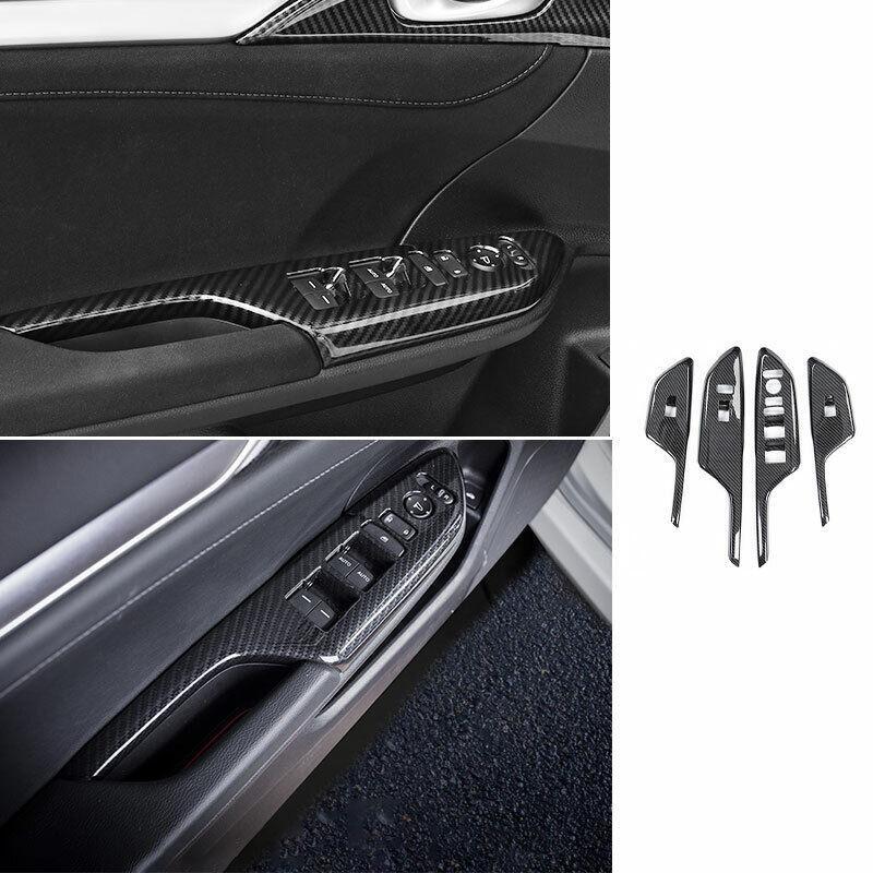 Carbon Fiber Window Lift Panel Switch Cover Trim for Honda for Civic 10th 2016-2021