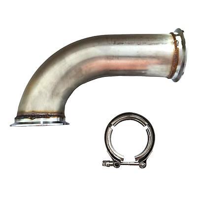 3-inch 90-degree Garrett V-band with clamp, short leg, 6-inch universal bottom tube