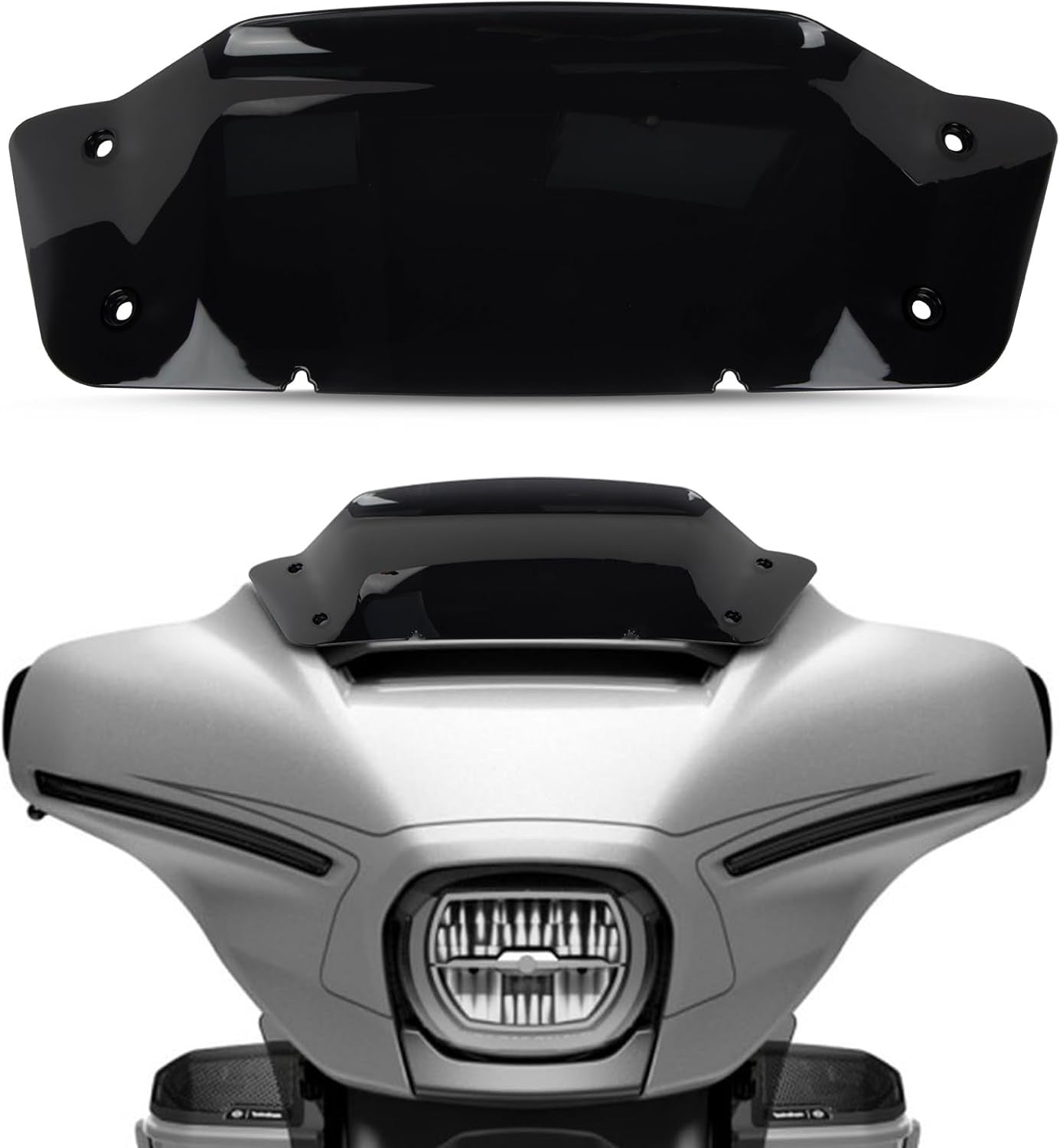 Black 7 Windshield Windscreen Visor for Harley CVO Street Glide FLHX/I 2024 -up