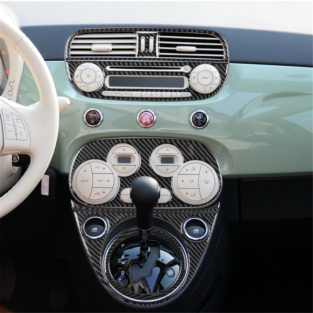 11X Carbon Fiber Digital Climate Center Console Trim Kit For 2012-2015 for Fiat 500