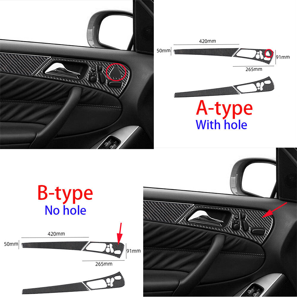 Carbon Fiber Interior Front Door Handle Panel Trim for Benz C Class W203 2005-07