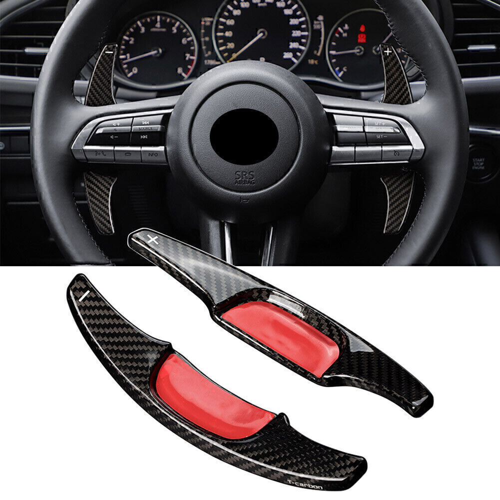 Carbon Fiber Steering Wheel Shift Paddle Extension Fit for Mazda 3 2020-2021 Black