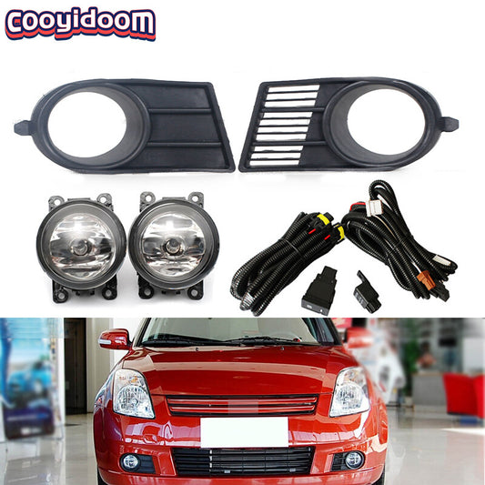 Set front bumper fog light + wires + cover frame for Suzuki Swifts 2005-2010