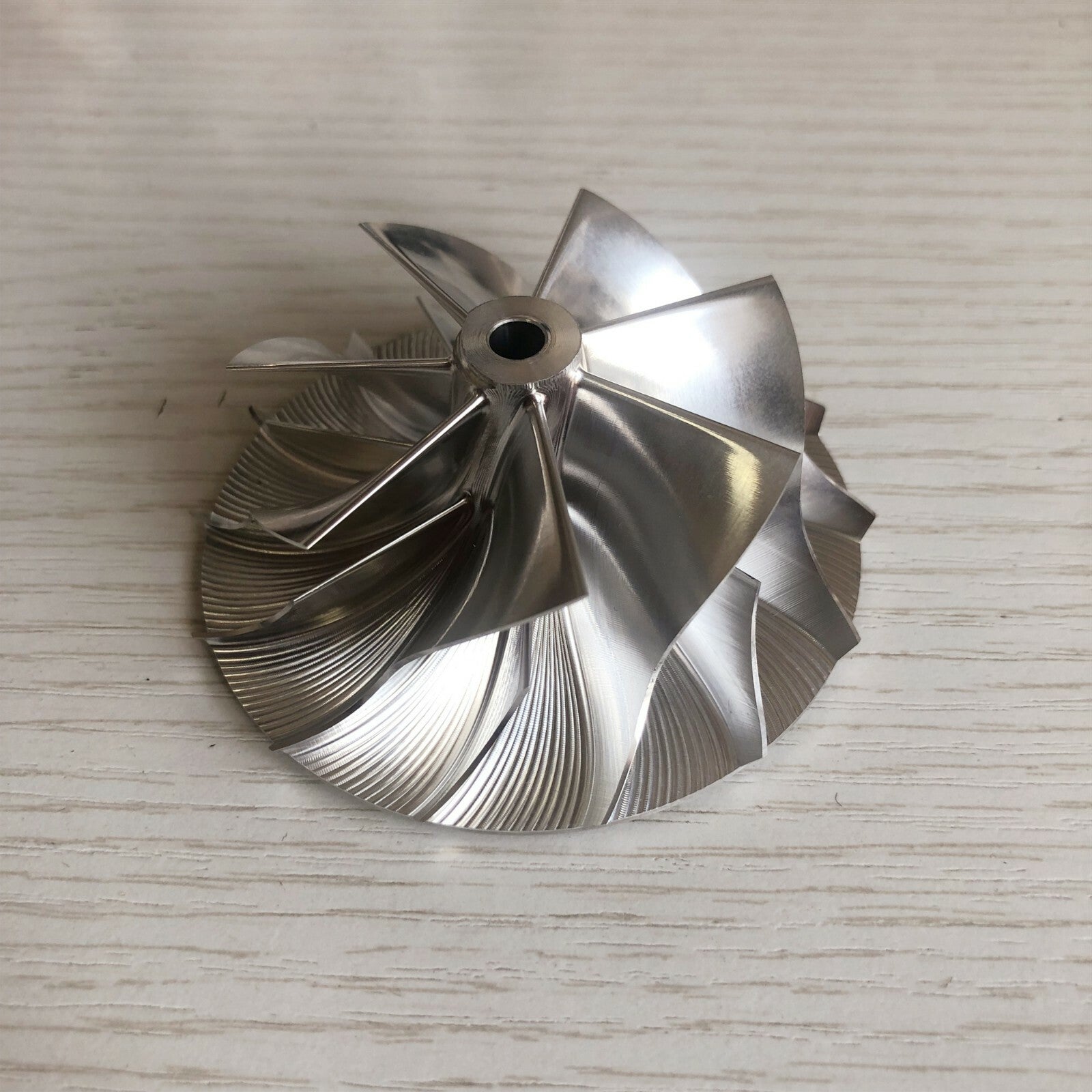 RHF5 Reverse 54.50/70.00 mm 7+7 Blade Performance Turbine Billet Compressor Wheel