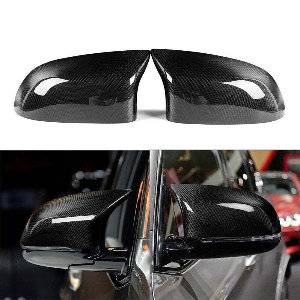 CARBON FIBER SIDE MIRROR COVER CAPS OVERLAY FOR 15-18 for BMW F85 X5M F86 X6M 2PCS