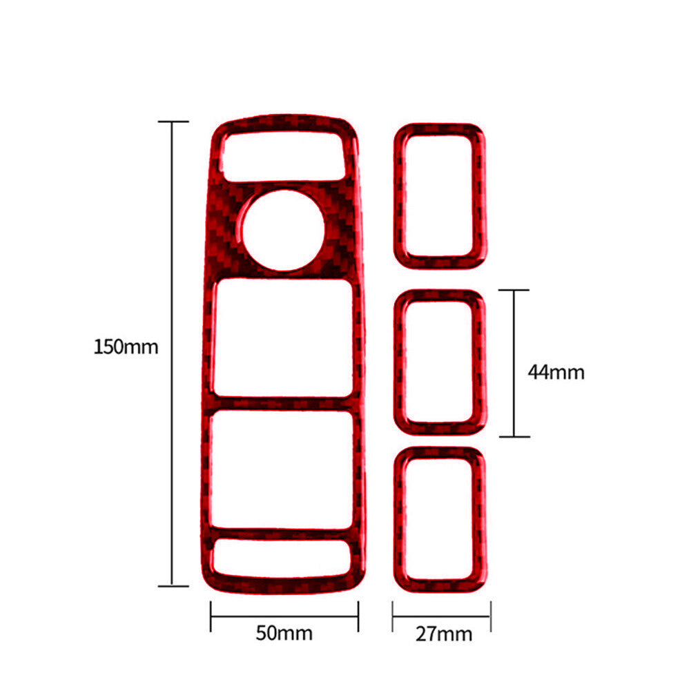 Red Carbon Fiber Window Control Panel Trim for Mercedes-Benz W204 2007-2014