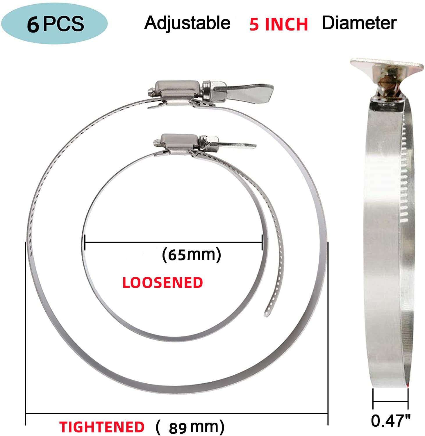 Adjustable hose clamps, thumb screws, pipe clamps, key-type fasteners, hose clamps, 12 pieces