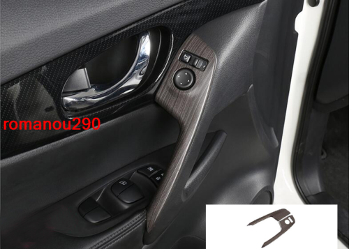 for Nissan Rogue 2017-2020 Wood Grain Front Inner Door Armrest Trim Stripes ABS