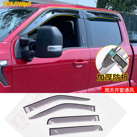 for Ford F-150 2021-2024 Smokey Window Visors Rain Sun Guard Vent Shields Covers