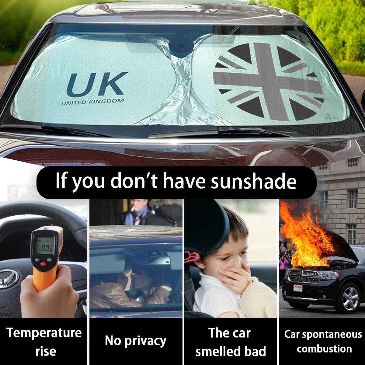 for Mini Cooper S Foldable Car Windshield Sun Shade Union Jack Front Visor Cover