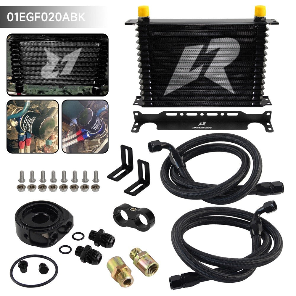 15 Row AN10 Oil cooler Trust w/Bracket+Filter Adapter Hose Kit 3/416  M201.5