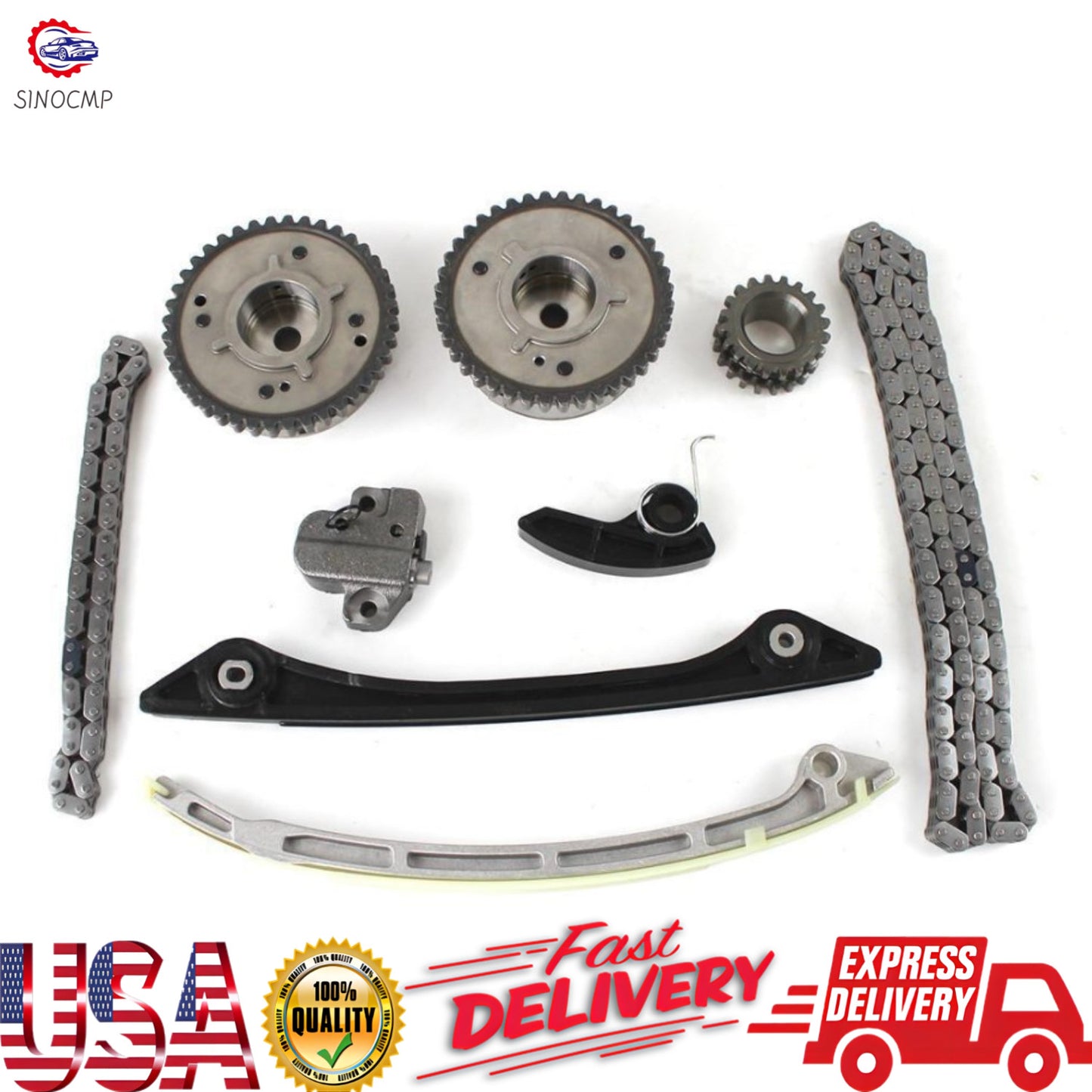 Timing Chain Kit 2 VVT Gear Oil Pump Chain Guide Gear Crank Sprocket for Evoque