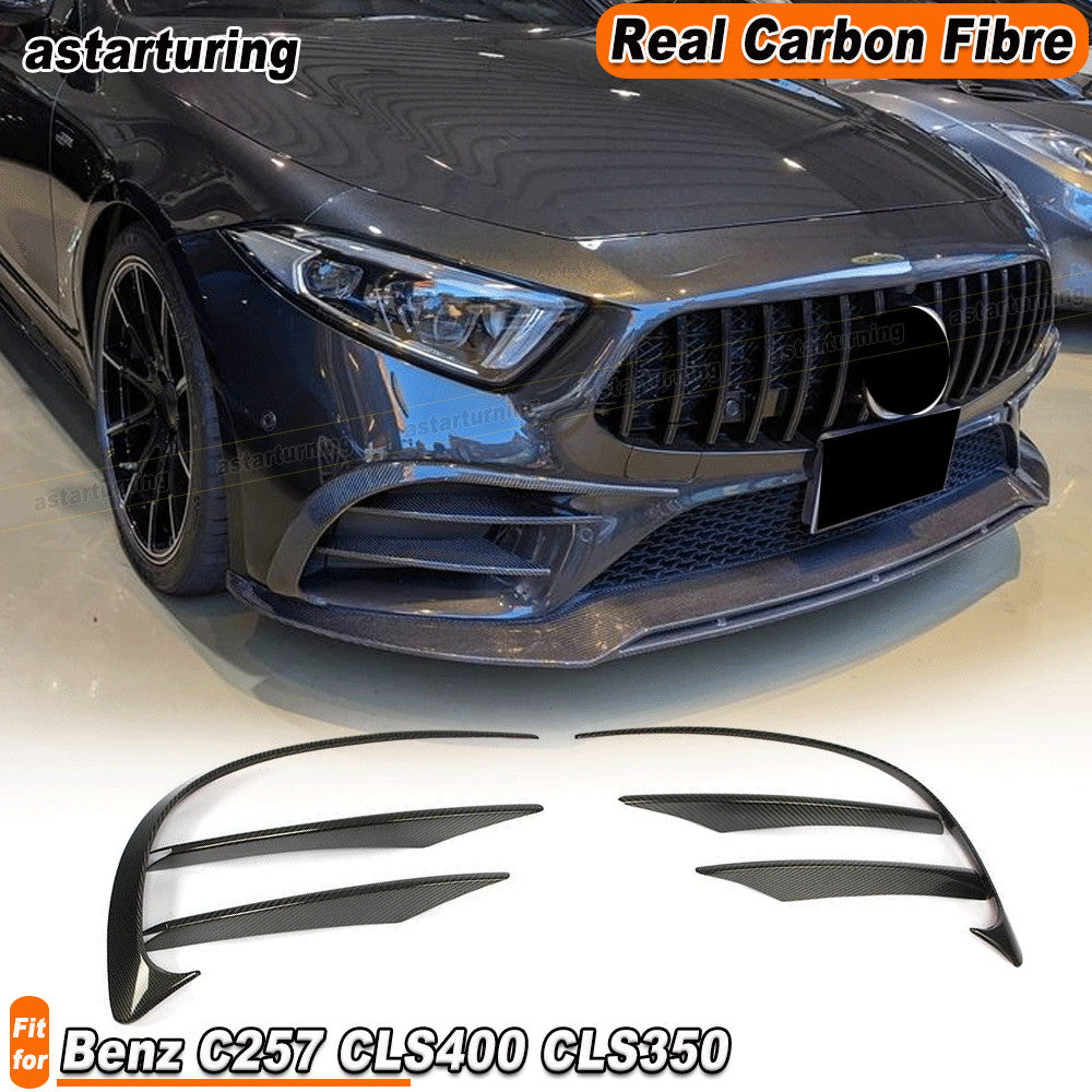for Benz C257 CLS400 CLS350 18-21 REAL Carbon Front Bumper Canards Splitter Fins