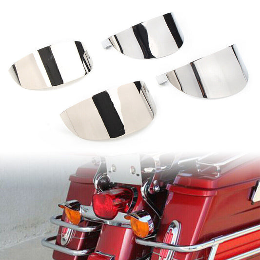 2X Chrome Front Turn Signal Visors Fit for Harley Touring 1986-2017 16 FLHT  FLSTC