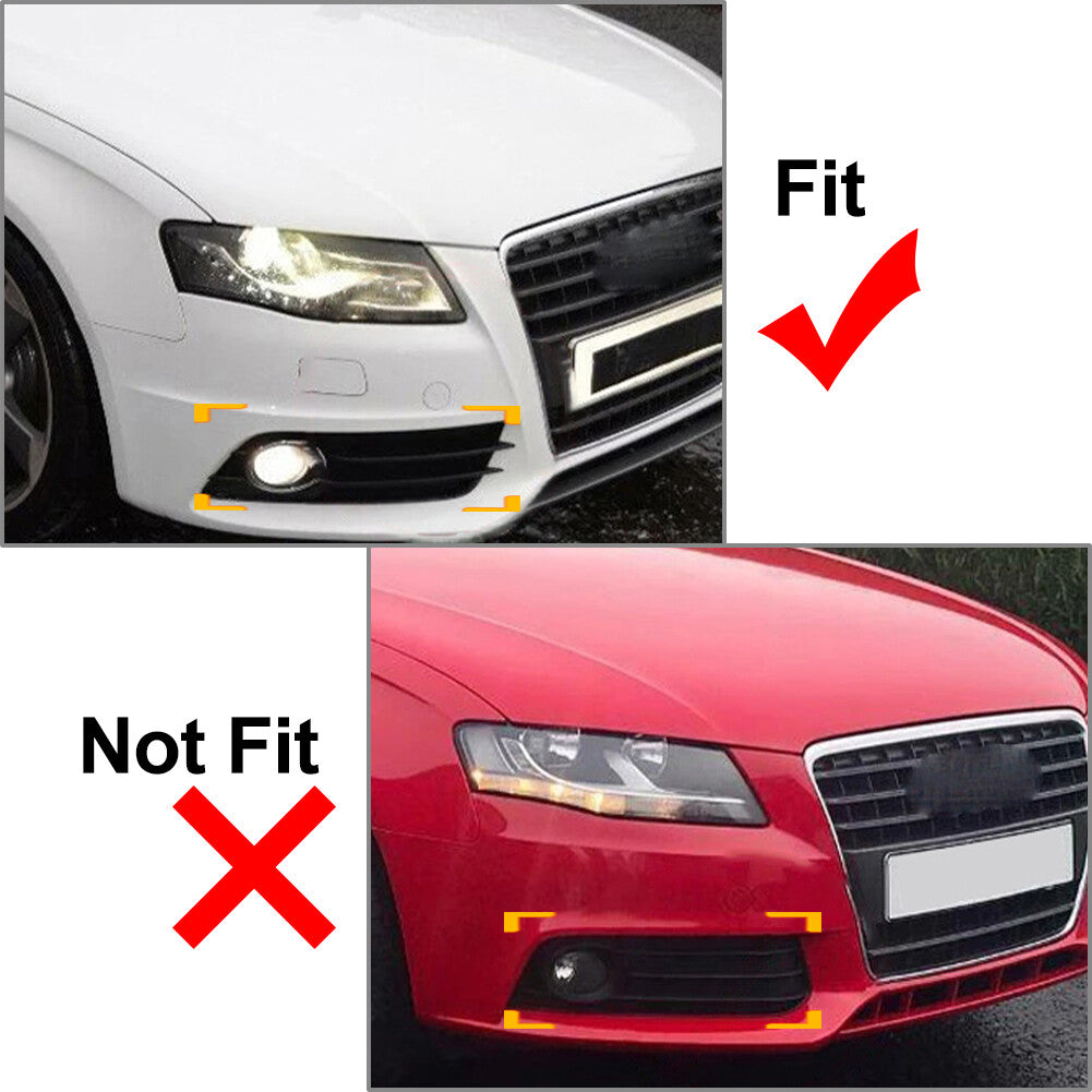 for Audi for A4 B8 S4 2008-2012 Front Bumper Fog Light Grille Cover With Chrome Ring