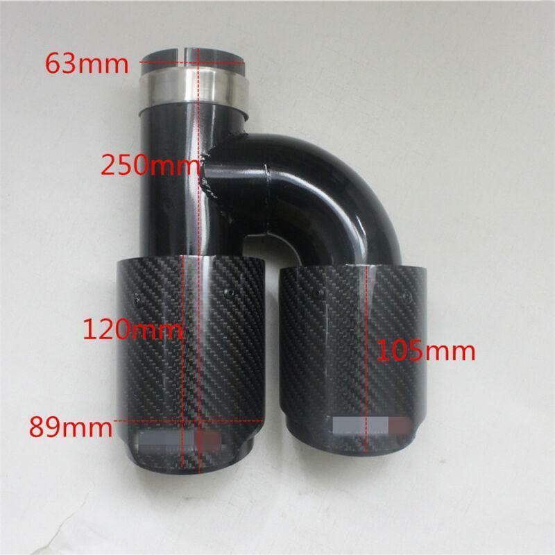 2x Polished Car Exhaust Muffler Tip Pipe 2.5 Inlet h Style Black Carbon Steel