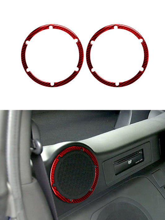 Red Rear Speaker Circle Frame Trim Cover Carbon Fiber for Nissan 350Z 2006-2009