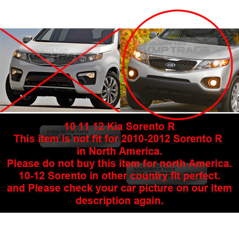 Set Front Bumper Fog Light Lamp Cover Connector for KIA Sorento 2010-2012