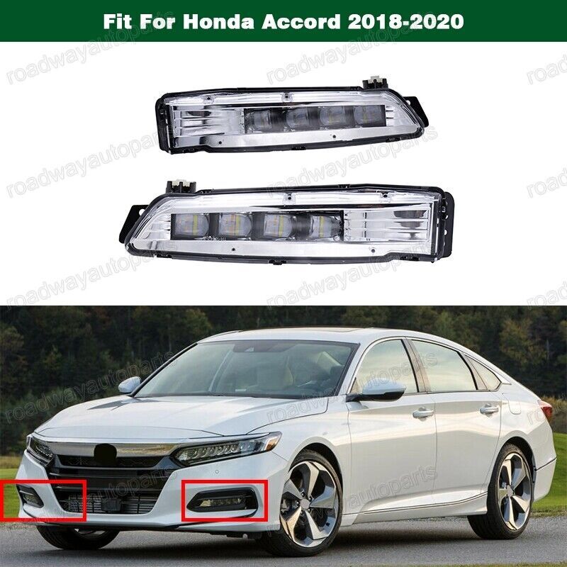 1. Dual LED DRL daytime running lights and driving fog lights for Honda Accord 2018-2020