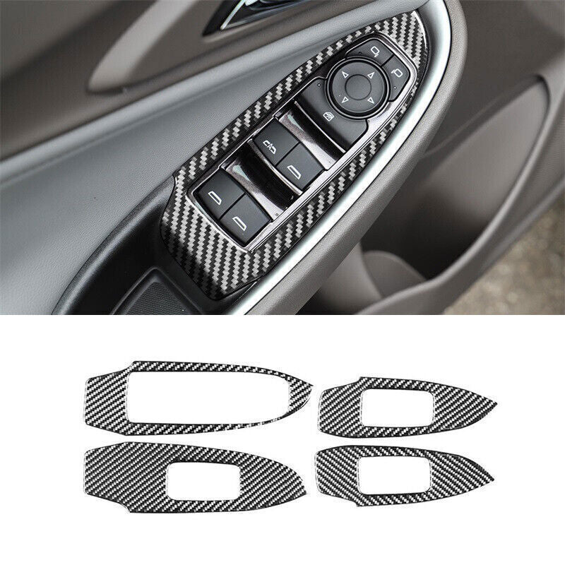 4X Real Carbon Fiber Window Switch Panel Cover Trim for Chevrolet Malibu 16-2024