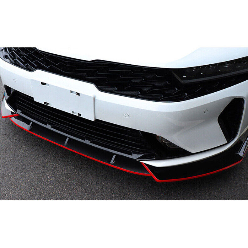 for Kia K5 2021-23 BlackRed Car Front Bumper Lip Splitter Spoiler Refit Kit 3Pc