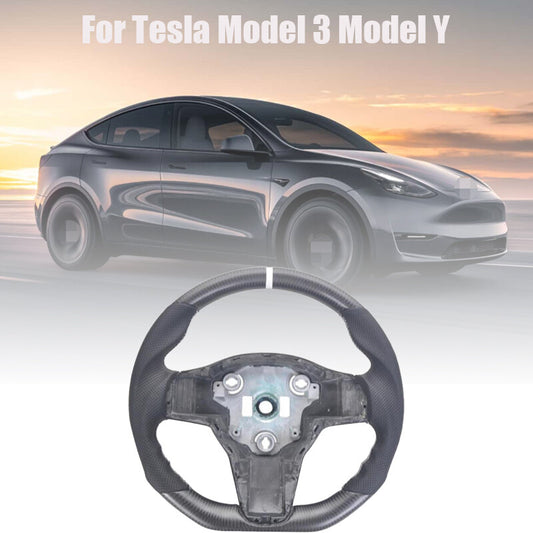 for Tesla Model 3 for Model Y No heated Real Carbon Fiber Matte Flat Steering Wheel